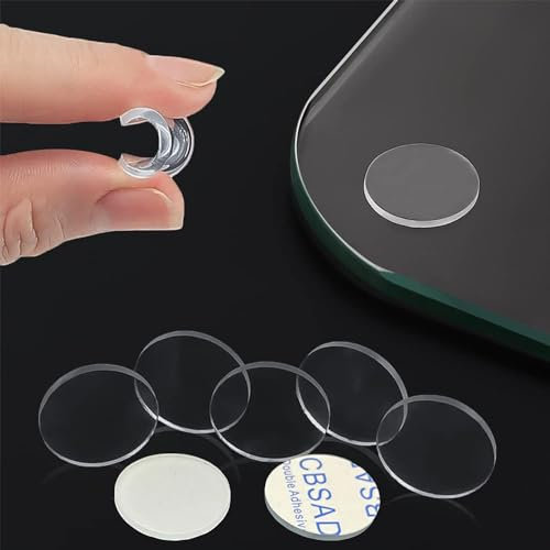 Lot de 50 Plaques en Verre Transparent Antidérapantes - 27 mm - Résistantes aux Chocs - Idéal pour Les Tables à Manger (adhésif Simple Face, 1)