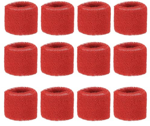 PATIKIL Bandeaux de Sport 8x5Cm, Lot de 12 Serre-Poignets en Éponge de Coton Absorbants pour Le Tennis, Le Basketball, l'Entraînement Athlète, la Course à Pied, Rouge