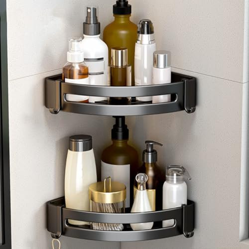 astylishome Shower Caddy Black Shower Shelf Black Corner Shower Caddy Black Corner Shelf No Drilling Bathroom Storage Organiser for Washroom Kitchen Bathroom Caddy Corner Shelf Bathroom 0303