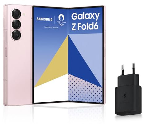 Samsung Galaxy Z Fold6, Smartphone Android 5G avec Galaxy AI, 256 Go, Chargeur secteur rapide 25W inclus, Smartphone déverrouillé, Rose, Version FR