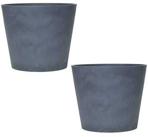 Garden Gear Large Dark Grey Stone Effect Planters Lightweight 1.3kg and Durable Flower Pots Indoor Outdoor Gardens 30.5cm Diameter x 25.5cm Height (2)