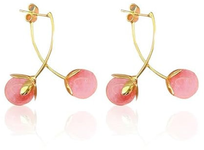 Goiern Kirsche Ohrringe Kirsche Süße Ohrringe 3D Cherry Earrings Kirsche Baumeln Ohrringe für Frauen und Mädchen