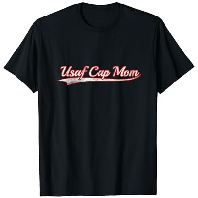 Usaf Cap Mom Vintage Varsity Distressed Throwback Style T-Shirt
