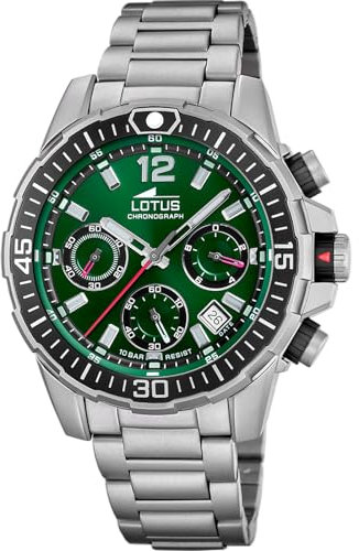 LOTUS Reloj Hombre 18977/3 Chrono Caja de Acero Inoxidable 316l Titanio Correa de Acero Inoxidable 316l Titanio