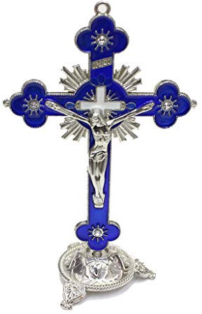 KAKASEA Blossom Metal For Cross Bitterness Sacred Statue Ornaments Office Household Religious Goods