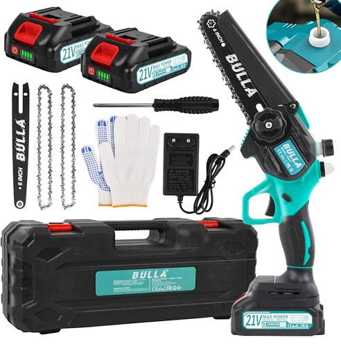 Mini Motosega a Batteria per Potatura, 6 Pollici Sega a Batteria per Potatura con Motori Brushless e con 2 Batteria 2000mAh, Sega Elettrica per Potatura per Potare Rami (Batteria 2.0Ah - 6 pollici)