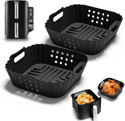 2 Paquet Moule Air Fryer pour Ninja Double Stack Air Fryer SL300EU, Silicone Accessoires Air Fryer pour Ninja Double Stack XL, Moule Silicone Air Fryer pour Foodi Max Dual Zone 7,6L SL300EU