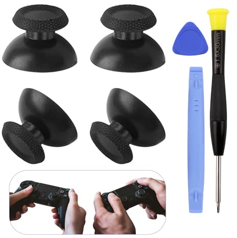 Profi Ersatz Kit für PS5/PS4 Controller, Schwarz Analog Joysticks mit komplettem Satz Reparaturwerkzeugen ABS Ersatzteile für DualSense, Standard, Slim und Pro Controller (4)