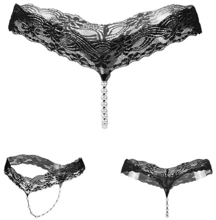 Perlen-String Spitze offen - Damen - One Size (S-L) - Schwarz - 1 Stück