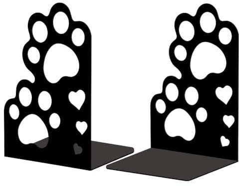 Peacoblue Lot de 2 Serre-Livres en métal, Serre Livre Patte De Chat Mignonne,avec Autocollants antidérapants pour Chambre à Coucher, bibliothèque, Bureau, école et Bureau(1 Paires)