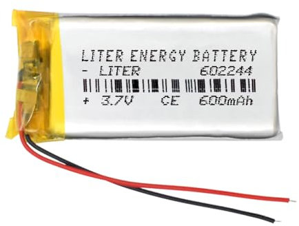 Batterie 602244 LiPo 3.7V 600mAh 2.22Wh 1S 5C Liter Energy Battery pour l'électronique Rechargeable Téléphone Portable Smartwatch GPS - Ne Convient Pas à la Radiocommande 46x22x6mm (600mAh|602244)
