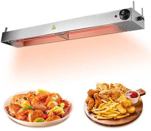 YAOYAOO Wärmebrücke Essen, Edelstahl Wärmelampe Küche Gastro, Kommerzielle Wärmebrücke Gastronomie für Speisen, Hängende Speisenwärmer Lampe für Küche, Buffets (60cm)