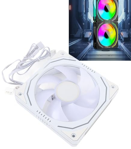Ventilador de CPU RGB, Ventilador con Cubierta ARGB de 120 Mm y 3 Pines, Control PWM, Ventilador de Refrigeración de 800 a 1800 RPM, Ventilador de PC PWM para Chasis de