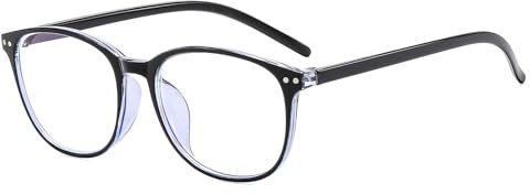 SuerTree MyopiaBrille Unisex Blaulichtfilterung Leichte Kurzsichtigkeit Brille Scharnier Mode Distanzbrille für Damen und Herren Rund Blau -5.0