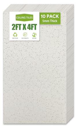 2ft x 4ft Printed Pro Ceiling Tile,Drop Ceiling Tiles 24 x 48in. Waterproof, Washable and Fire-Rated - Reusable - High-Grade PVC to Prevent Breakage-Package of 10 Tiles