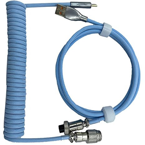 Tihebeyan Cable retráctil para teclado de Robus Game Keyboard para teclados mecánicos para reproductores de PC (azul claro)
