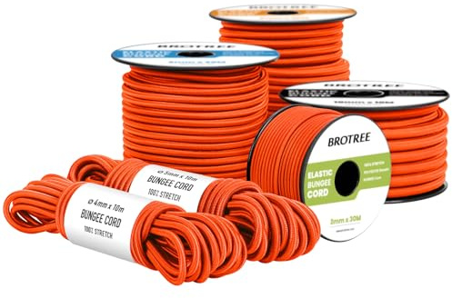 Brotree Gummiseil Expanderseil 8mm x 20m Orange - Planenseil Spanngummi Spannseil Wetterfest für Plane, Anhängerplane, Zelte, Camping, Netz