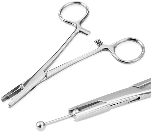 LAURITAMI Pinza per piercing da 3 mm, 4 mm, 5 mm, estrattore per sfere, pinza per sfere, pinze per modificare piercing orecchio,labbro, ombelico, alla lingua, al naso e alle sopracciglia