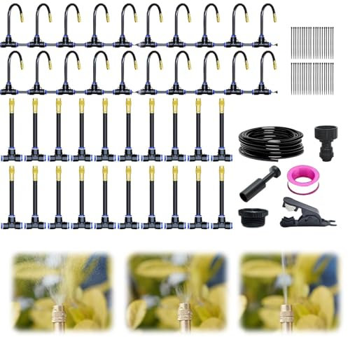 360° Sprinkleranlage Garten, Gebogen Bewässerungssystem Garten,Hochbeet Bewässerung Tropfbewässerung Gartenbewässerungssystem für Landschaft, Flower Bed und Terrasse Pflanzen (20M)