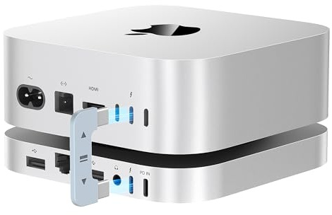 Mate Mini-B - Estación de acoplamiento Thunderbolt 5 de 80 Gbps para Mac mini M4/portátiles/PC de escritorio/Mini PC, expansión SSD de hasta 16 TB, lector de tarjetas SD4.0, LAN de 2.5G, puerto USB C