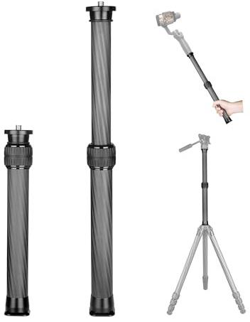 Manbily LR-322C Tripod Carbon Fiber Extension Pole Rod 32mm & 28mm Tube for Cameras, Ball Heads, Two-Section Center Column, Arca-Swiss & 3/8in Thread, 28cm - 43cm, Max 16KG
