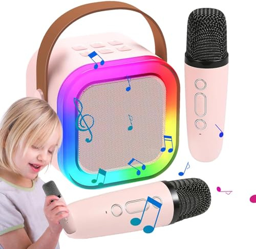 Mini a, Mini per - Altoparlante senza fili con a LED e 2 microfoni | senza fili - Altoparlante di canto con microfono, per