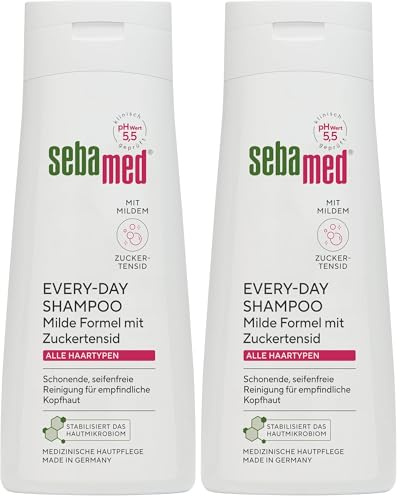 Sebamed Every-Day Shampoo 200 ml, Haarshampoo für Damen und Herren, schonende, seifenfreie Reinigung für empfindliche Kopfhaut, besonders mild durch Zuckertensidformel, für alle Haartypen geeignet