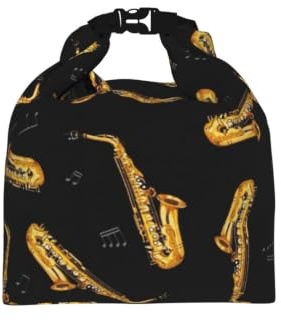 DOPKLNA Sassofono, Borsa termica isolante per il pranzo - Borsa frigo portatile con chiusura arrotolabile, riutilizzabile per donne e uomini