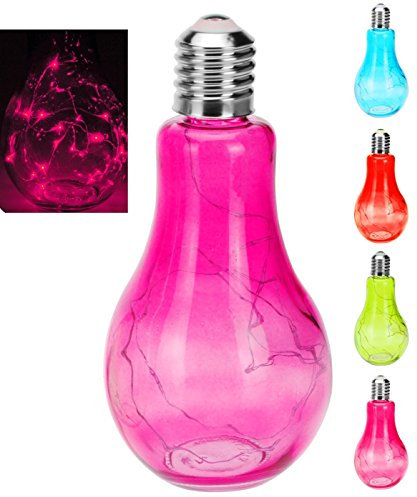 Dekolampe Bulb mit LED Beleuchtung Glühbirne aus Glas mit Draht Lichterkette Rot