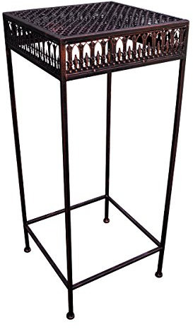 PrimoLiving Metall Blumenhocker/Beistelltisch Antik-Look braun eckig Gr. L (P-859)