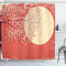 ABAKUHAUS Printemps Rideau de Douche, Cerise Sakura Fleurs, Tissu Ensemble de Décor de Salle de Bain avec Crochets, 175 cm x 180 cm, Corail Jaune pâle Plum