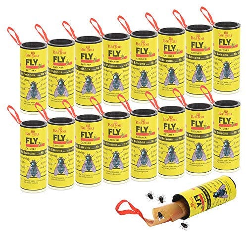 Atrapa Moscas Adhesivo Trampa Moscas Fruta 16 Rollos Atrapa Moscas Tiras Atrapamoscas Atrapa Mosquitos para Invernadero Jardin Exterior Interior No Tóxico