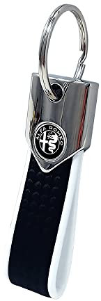 4R Quattroerre.it Schlüsselanhänger Elite Alfisti Carbon weiß mit Alfa Black Logo