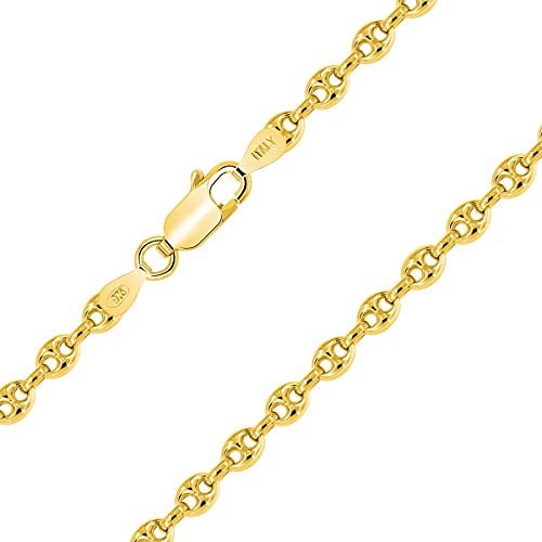 PLANETYS - Kaffeebohne Bohnenkette 925 Sterling Silber 18K Vergoldet Kette - Halskette - 3.2 mm Breite Längen: 50 cm