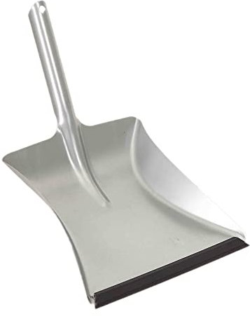 Novaliv Recogedor plateado galvanizado con borde de goma para polvo fino – Recogedor de metal para barrer carbón recogedor de mano – Juego de recogedor – Campamento y recogedor