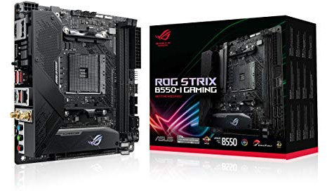 ASUS ROG Strix B550-I Gaming AMD AM4 (3rd Gen Ryzen™) Mini-ITX SFF gaming motherboard (PCIe 4.0, WiFi 6, 2.5Gb LAN, DDR4 5100+ (O.C.), front USB 3.2 Gen 2 Type-C, Addressable Gen 2 RGB and AURA Sync)