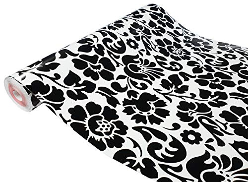 DecoMeister Klebefolie Möbel 45x1500 cm | Möbelfolie selbstklebend | PVC, wasserfest und zuschneidbar | Klebefolie für Möbel - einfache Renovierung und individuelles Design | Barock Ornament Schwarz