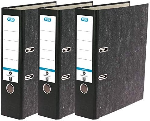 Elba Ordner A4, Smart Original Wolkenmarmor, 8 cm breit, schwarz, 3 Stück