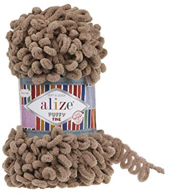 100g Strickgarn ALIZE Puffy Fine, Fingerstrick Fingerstrick-Wolle ohne Nadel, Farbe:329 milky brown