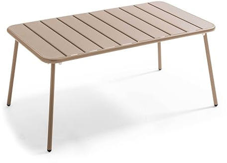 Oviala Couchtisch für den Garten, Stahl, Taupe, 90 x 50 cm – Palavas