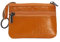 BAWAKO Porte-monnaie en cuir véritable, petite pièce de monnaie pour homme et femme, avec deux compartiments, fermeture éclair, porte-clés, mini porte-monnaie, S, Orange, 10 cm * 7 cm, Classique