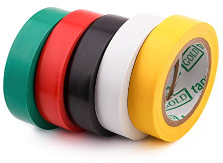 MIVOS PVC-Isolierband für Elektrische Isolierung, 5 Stück in verschiedenen Farben/Dichtungsband Klebeband 15 mm x 10 m/Wasserdicht Elektrisches Isolierband 5er Pack
