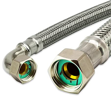 Flexschlauch Edelstahl Panzerschlauch 3/8 1/2 3/4 1 *ITALY Anschlußschlauch Sanitär Hauswasserwerk (Edelstahl, 1/2 Bogen x 3/4 ÜM - 30cm *124)