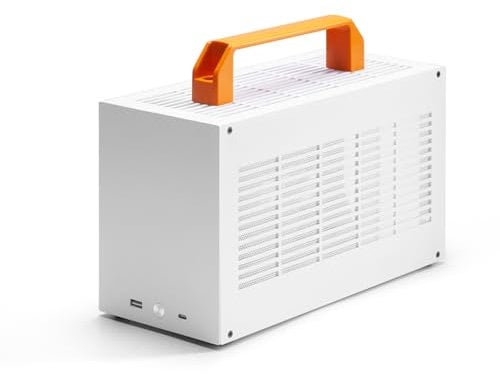 SGPC Itx Mini Case - Nueva K49 (acero)/compatible con GPU de tamaño completo, incluye GPU PCI-E Riser, 2 asas, panel ventilado, 2 paneles laterales de acero y 1 acrílico / 6L pequeña Itx