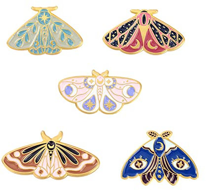 AOTEMAN 5 Stück Cartoon-Insektenserie Brosche Pin Kreative Motte Brosche Tropfen Schmetterling Motten