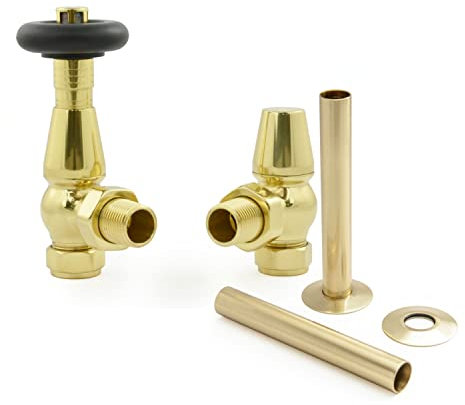 Hot Flow | Jordan Traditional Thermostatic Radiator Valve (Angled TRV) (Brass with Sleeve)