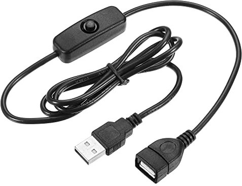 sourcing map Câble USB avec 501 Interrupteur marche/arrêt, USB Mâle à Femelle Rallonge Cordon 100cm pour LED Bureau Lampe LED Bande Noir