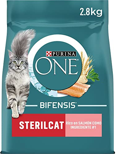 Purina ONE Bifensis pienso gato Adulto Esterilizado Salmón 4x2,8 kg