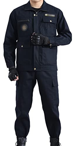 UCHAG Traje de Pantalones de Chaqueta de Soldador al Aire Libre, Ropa Protectora Resistente al Desgaste de Algodón, Ropa de Trabajo de Invierno para Hombres, Azul / Patchwork, X-Large