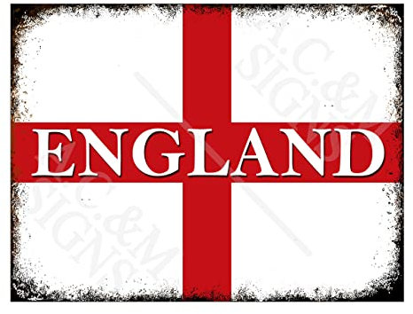 Metal Sign Plaque Print Poster Retro England St George Football World Cup Gift Dad Man Cave Shed Home Bar Ref13896 (10x8 inches (Approx) 25cmx20cm)